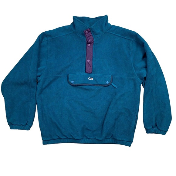 Vintage Green 1/4 Snap Anorak Fleece Pullover Jacket Sweater Size XL - Picture 1 of 10